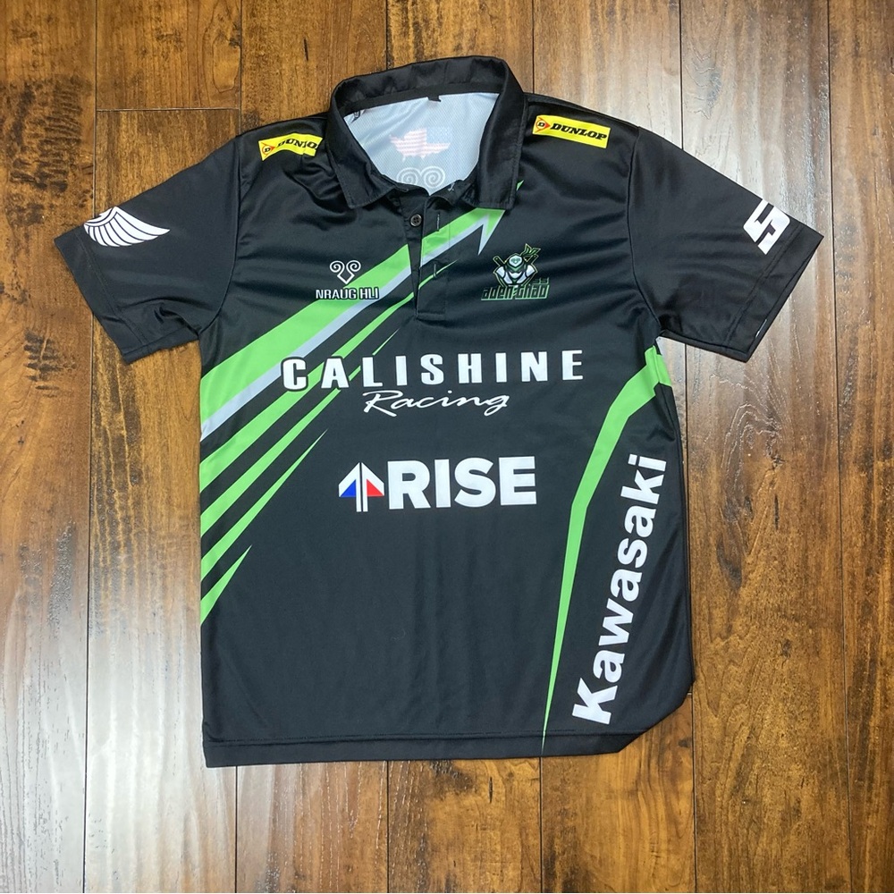CALISHINE RACING Men’s Polo Shirt Motorbike Motorcycle KAWASAKI Size SMALL